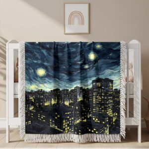 Alternative view of A peaceful modern city at night Woven Blanket