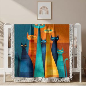 Alternative view of Cat Family Art Woven Blanket