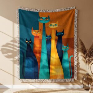 Cat Family Art Woven Blanket