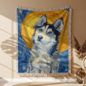Husky Dog Woven Blanket