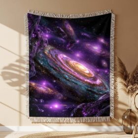 Multiple galaxies in deep space Woven Blanket