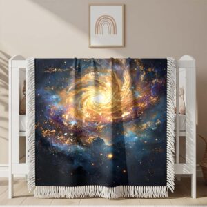 Alternative view of Spiral galaxy with the moon Woven Blanket