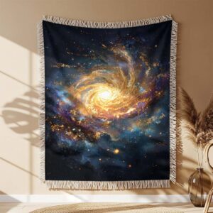 Spiral galaxy with the moon Woven Blanket