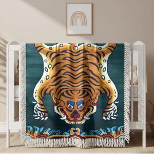 Alternative view of Tiger Trippy Woven Blanket