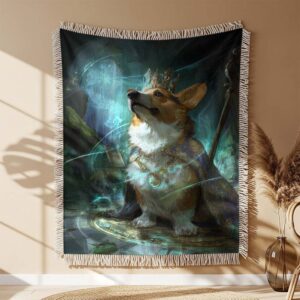 Alternative view of A great corgi noble magic fantasy Woven Blanket