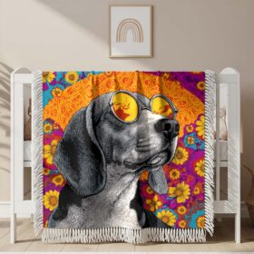 A groovy beagle Woven Blanket