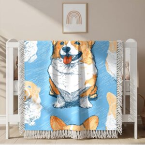 A seamless pattern of Corgi Dog Woven Blanket
