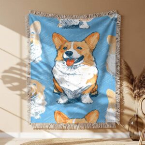 Alternative view of A seamless pattern of Corgi Dog Woven Blanket