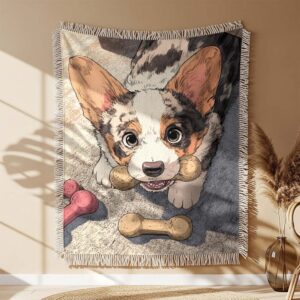 Alternative view of Adorable corgi Woven Blanket
