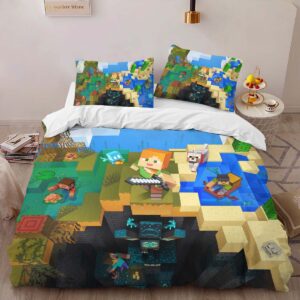 Alternative view of Alex in Minecraft world Duvet Cover
