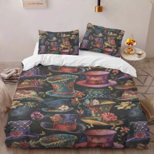 Alternative view of Alice in Wonderland Mad Hatter Hats Duvet Cover