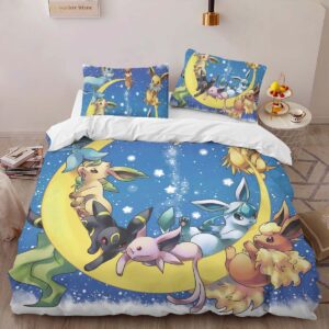 Alternative view of All Eevee Evolutions Pokemon On Moon Duvet Cover