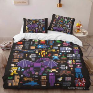 Alternative view of All Minecraft Characters Duvet Cover