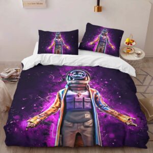 Alternative view of Astro Jack violet neon lights Fortnite Skin Duvet Cover