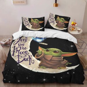 Alternative view of Baby Yoda I Love You To The Moon And back Duvet Cover
