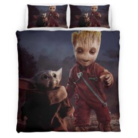 Baby Yoda and Groot Duvet Cover