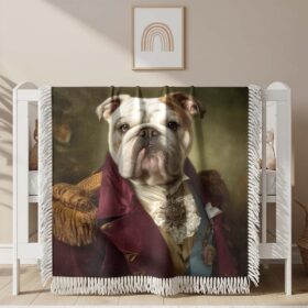 Bulldog in aristocratic style Woven Blanket