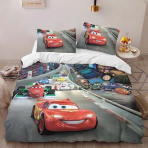 Alternative view of Cars 95 Lightning McQueen in Tokyo Street Duvet Cover