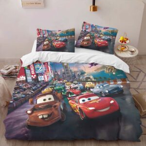 Alternative view of Cars 95 Lightning McQueen in Tokyo Street 2 Duvet Cover