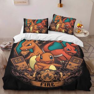 Alternative view of Charmander Charmeleon Charizard Fire Pokemon Duvet Cover