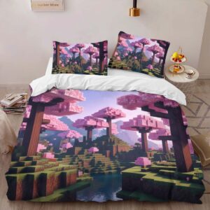 Alternative view of Cherry blossom biome valley Minecraft 2 Duvet Cover