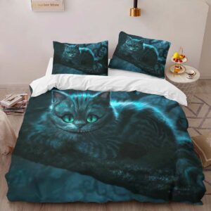 Alternative view of Cheshire Cat Alive in Wonderland 04 Duvet Cover
