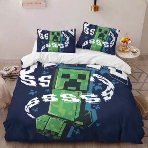 Alternative view of Creeper in Minecraft Game 03 Duvet Cover