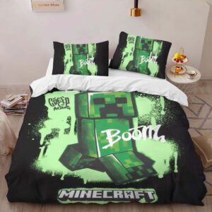 Alternative view of Creeper in Minecraft Boom Duvet Cover