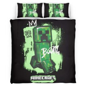 Creeper in Minecraft Boom Duvet Cover