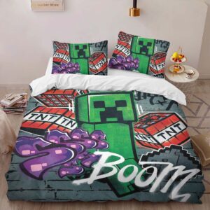 Alternative view of Creeper in Minecraft TNT Boom Duvet Cover