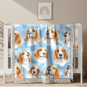 Cute Beagle dog seamless Woven Blanket