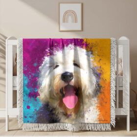 Cute White Dog Woven Blanket