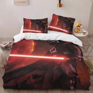 Alternative view of Darth Vader With Red Lighsaber Duvet Cover