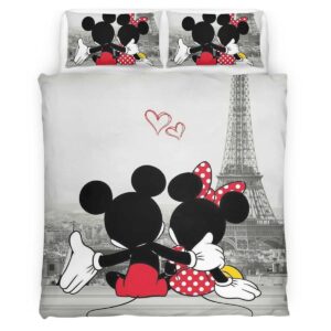 Disney Mickey Mouse and Minnie Mouse in Paris Duvet Cover