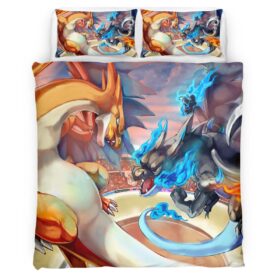 Dragon Pokemons Fight Duvet Cover