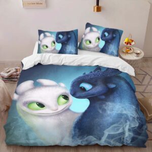 Alternative view of Dragons Toothless and Lightfury 9 Duvet Cover