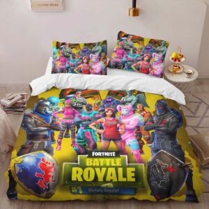 Alternative view of Fortnite Battle Royale Victory Omega Raptor Brite Bomber Duvet Cover