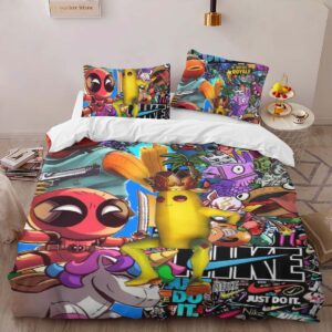 Alternative view of Fortnite Skin Fishstick Peely Deadpool Duvet Cover