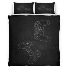 Game Controller PlayStation Black White 06 Duvet Cover