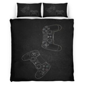 Game Controller PlayStation Black White 06 Duvet Cover