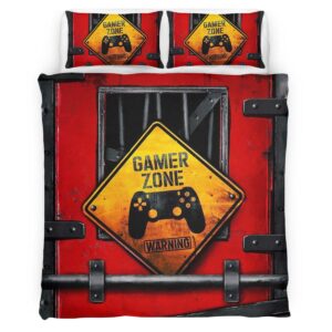 Game Zone Warning Duvet Cover