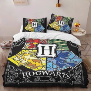 Alternative view of Harry Potter Hogwarts School Logo Draw Art Duvet Cover