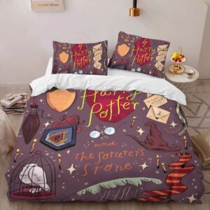 Alternative view of Harry Potter Symbols Owl Sorting Hat Letter Duvet Cover