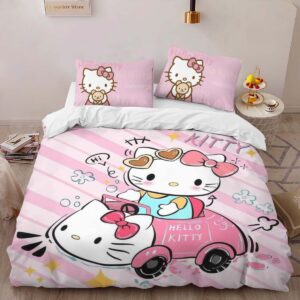 Alternative view of Hello Kitty and Pink Car Duvet Cover