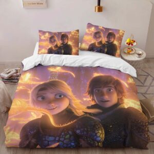 Alternative view of Hiccup and Astrid Hofferson How To Train Your Dragon Duvet Cover