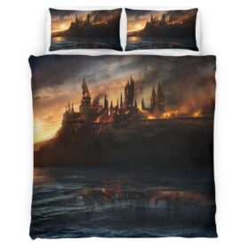Hogwarts Castle in Flames Duvet Cover