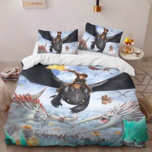 Alternative view of How to train Your dragon all characters Duvet Cover