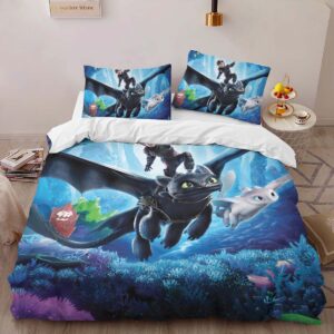 Alternative view of How to train your dragon Toothless and Hiccup 3 Duvet Cover