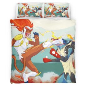 Infernape vs Mega Lucario Duvet Cover