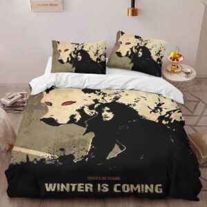 Alternative view of Jon Snow House of Stark Winter is Coming Duvet Cover